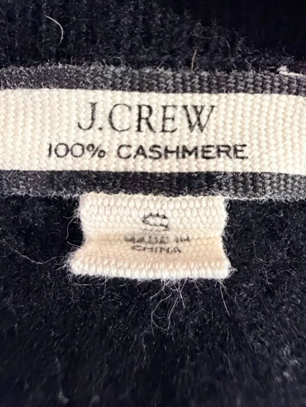 J. Crew Cashmere Scalloped Crew Neck Pullover Sweater Black Small #A3829